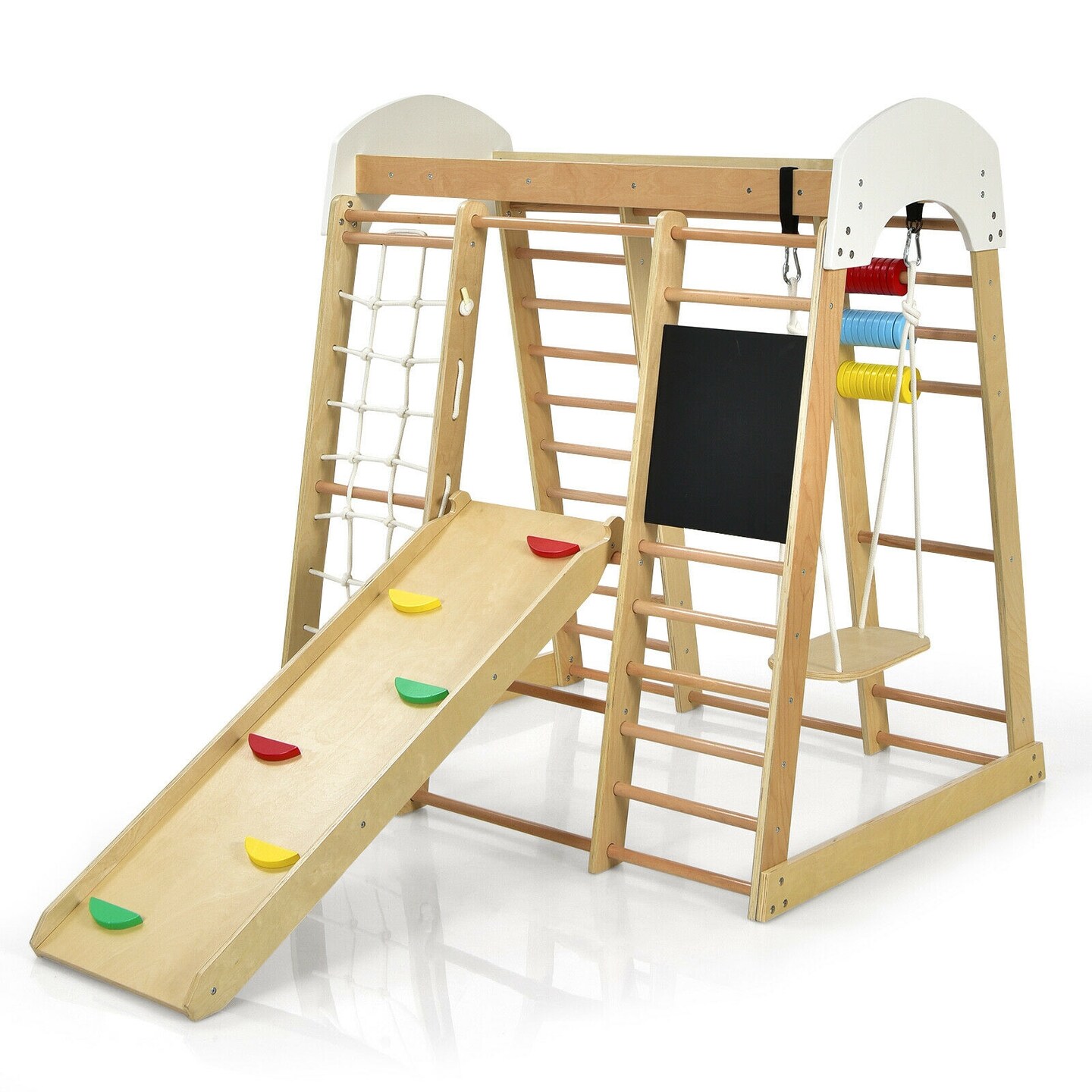 8-in-1 Multi-Functional Kids Wooden Climber Gym Playset Suitable for Indoor or Outdoor Space