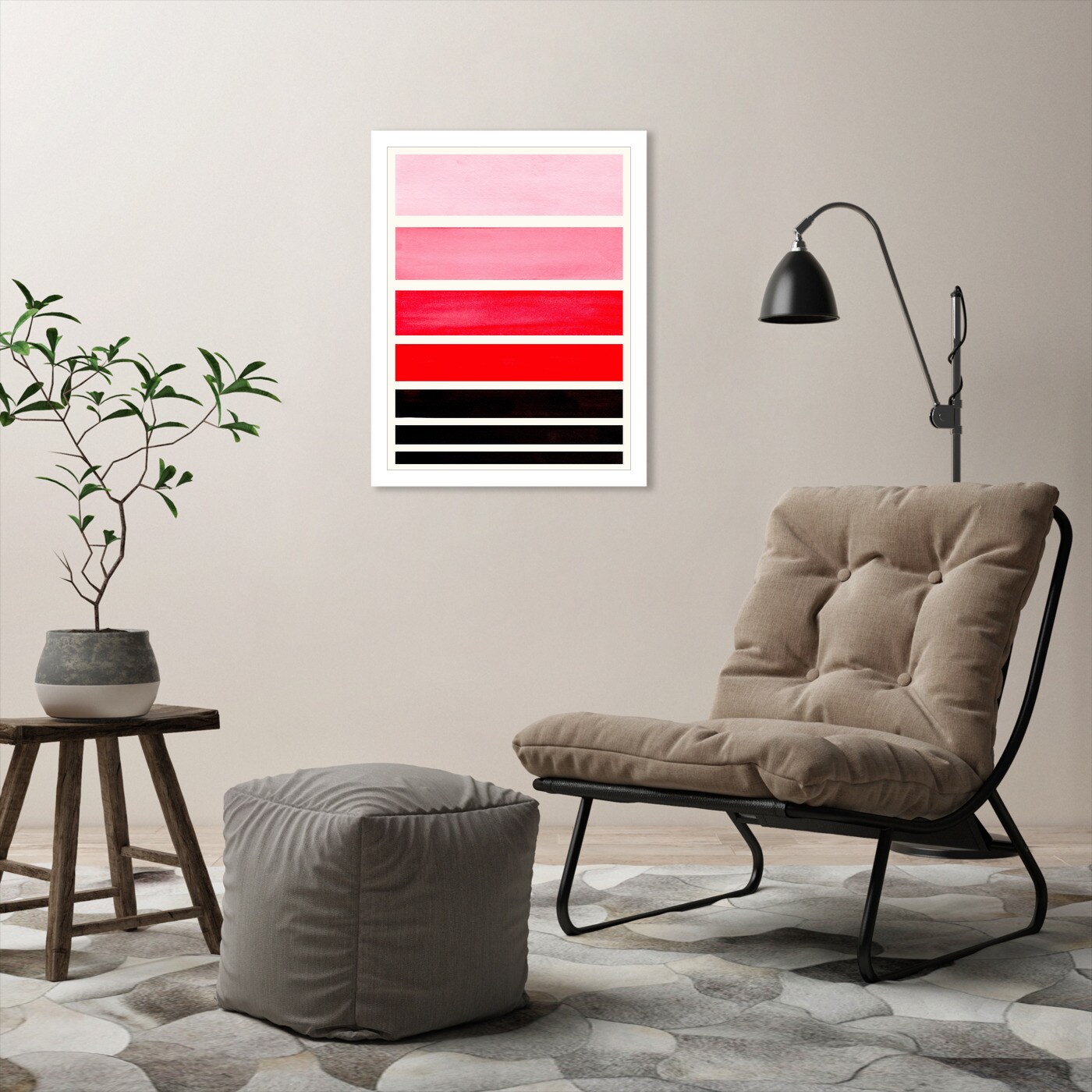 Red Staggered Stripes by Ejaaz Haniff Frame  - Americanflat