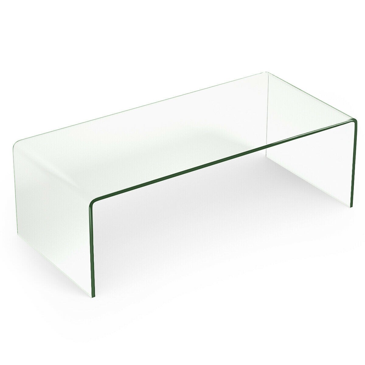 Clear Tempered Glass Coffee Table with Rounded Edges