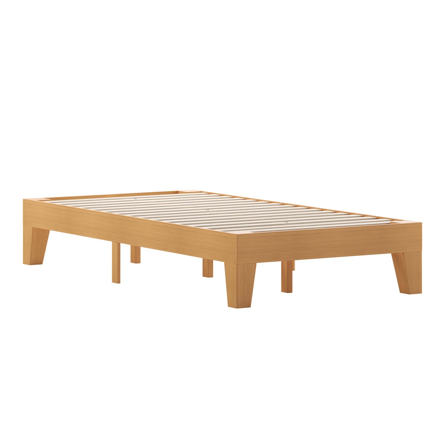 Merrick Lane Eduardo Platform Bed Frame, Solid Wood Platform Bed Frame With Slatted Support, No Box Spring Needed