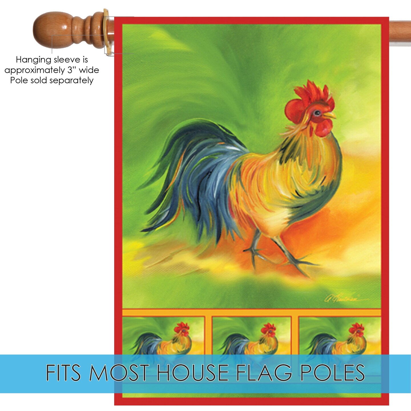 Rooster Decorative Rooster Flag