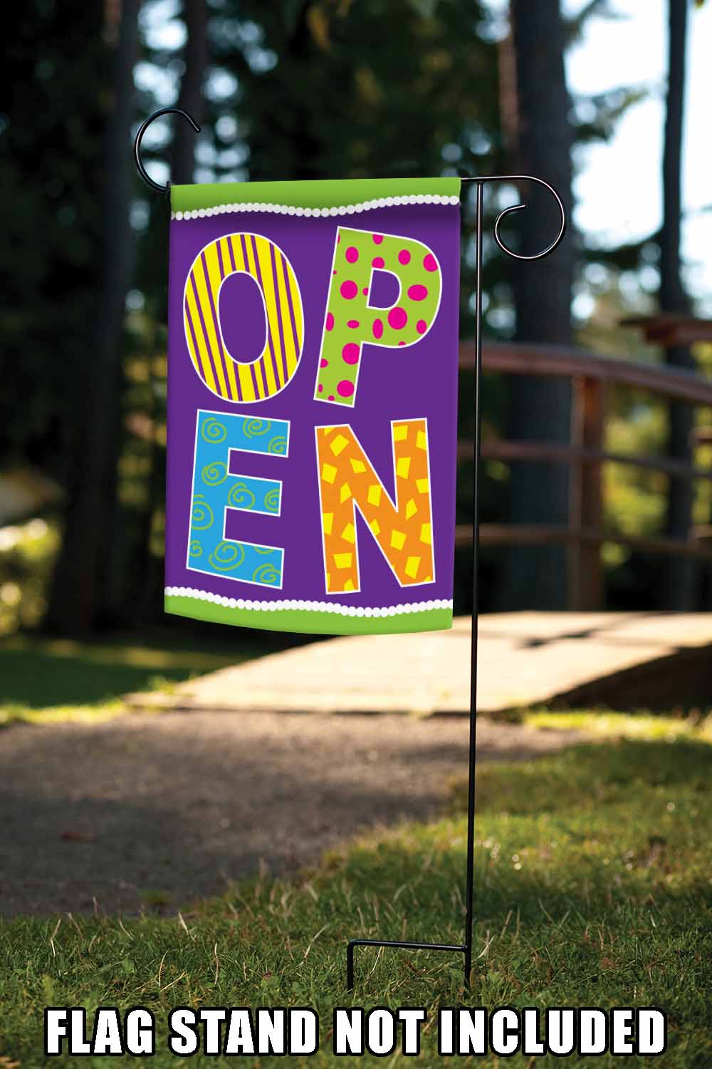 Purple Open Decorative Business Double Sided Flag