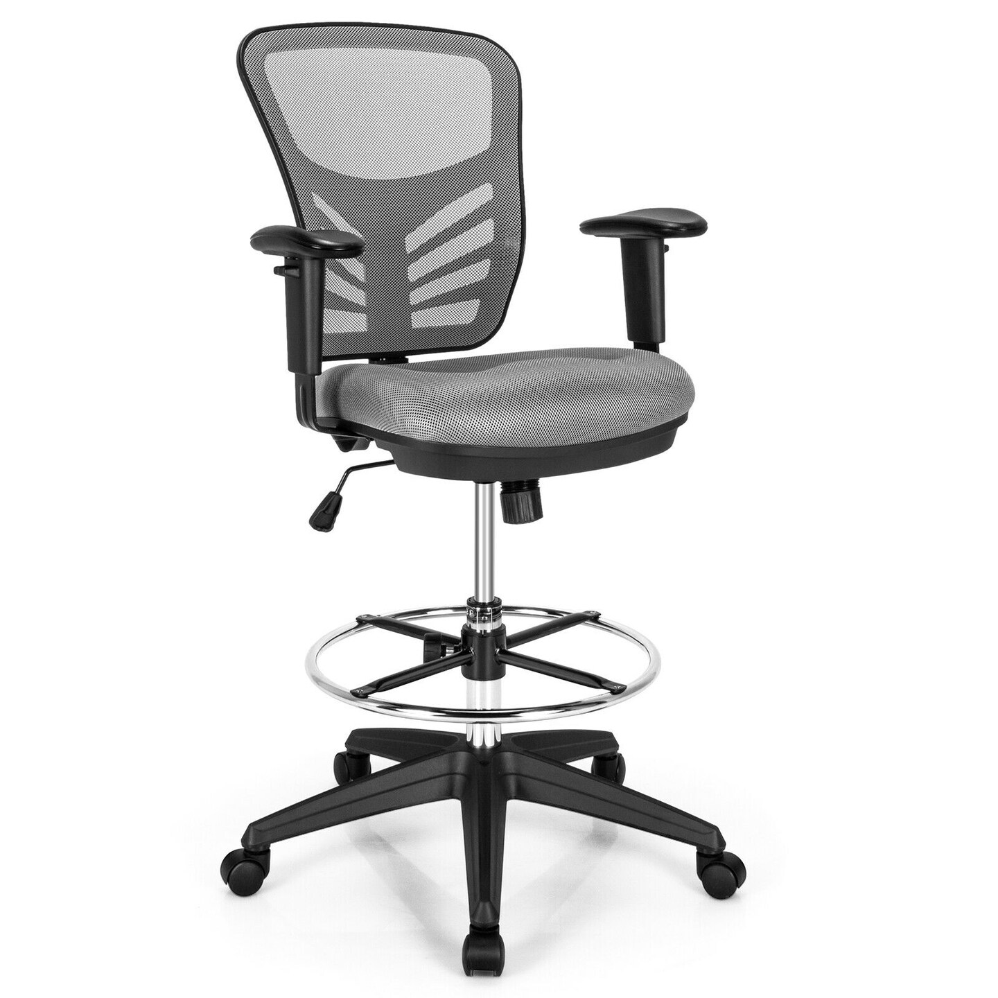 Adjustable Foot Pad Office Desk Chair Armchair Footrest Mesh Leg