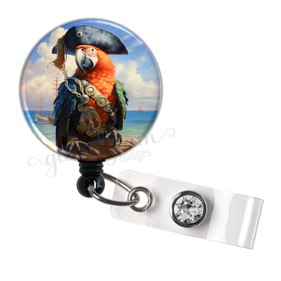 Parrot Badge Holder, Tropical Pirate Bird Badge Reel, Beach Retractable ID  Badge Holder Reel, Bird Badge Holder, Badge Reel - GG6380 | MakerPlace by