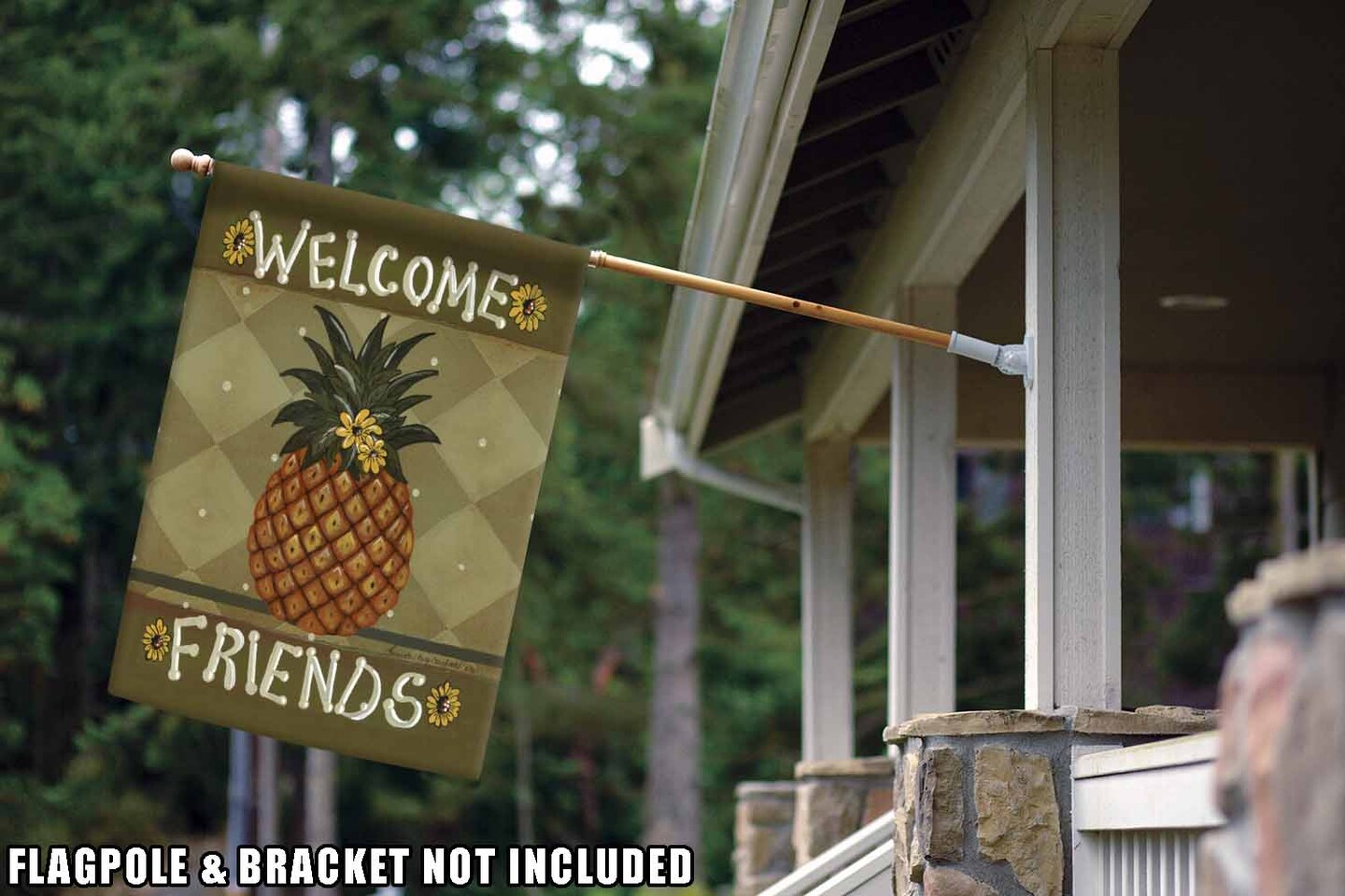 Welcome Friends Decorative Pineapple Double Sided Flag