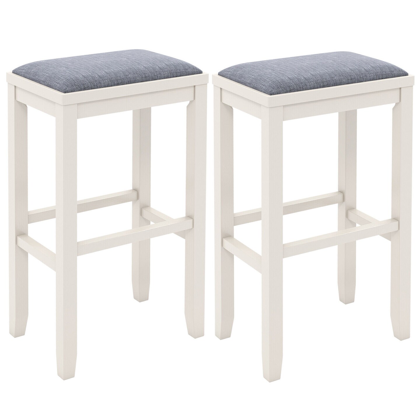 Rubber Wood Linen Bar Stools &#x2013; Backless, 265 lbs Capacity