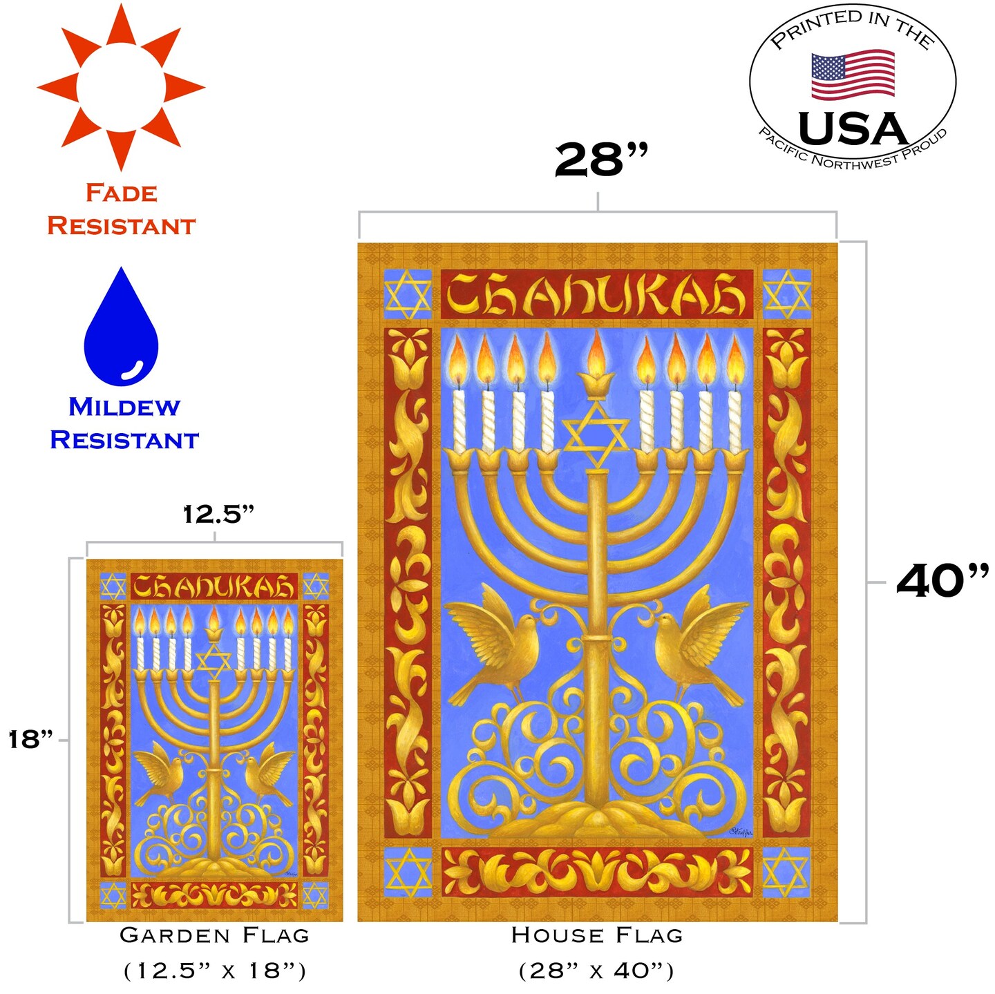 Festival Of Lights Decorative Menorah Flag