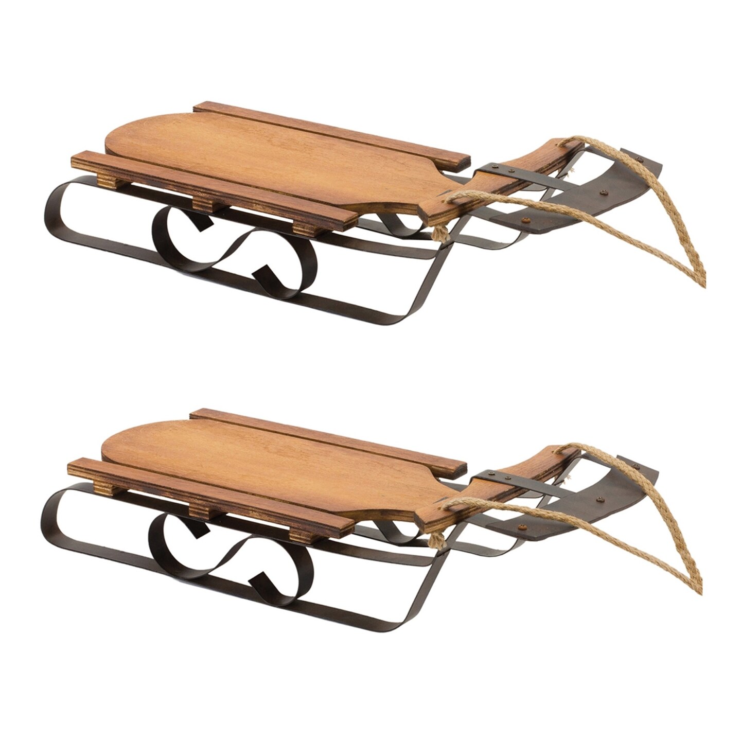 Melrose Set of 2 Snow Sled Christmas Decor 20.25&#x22;