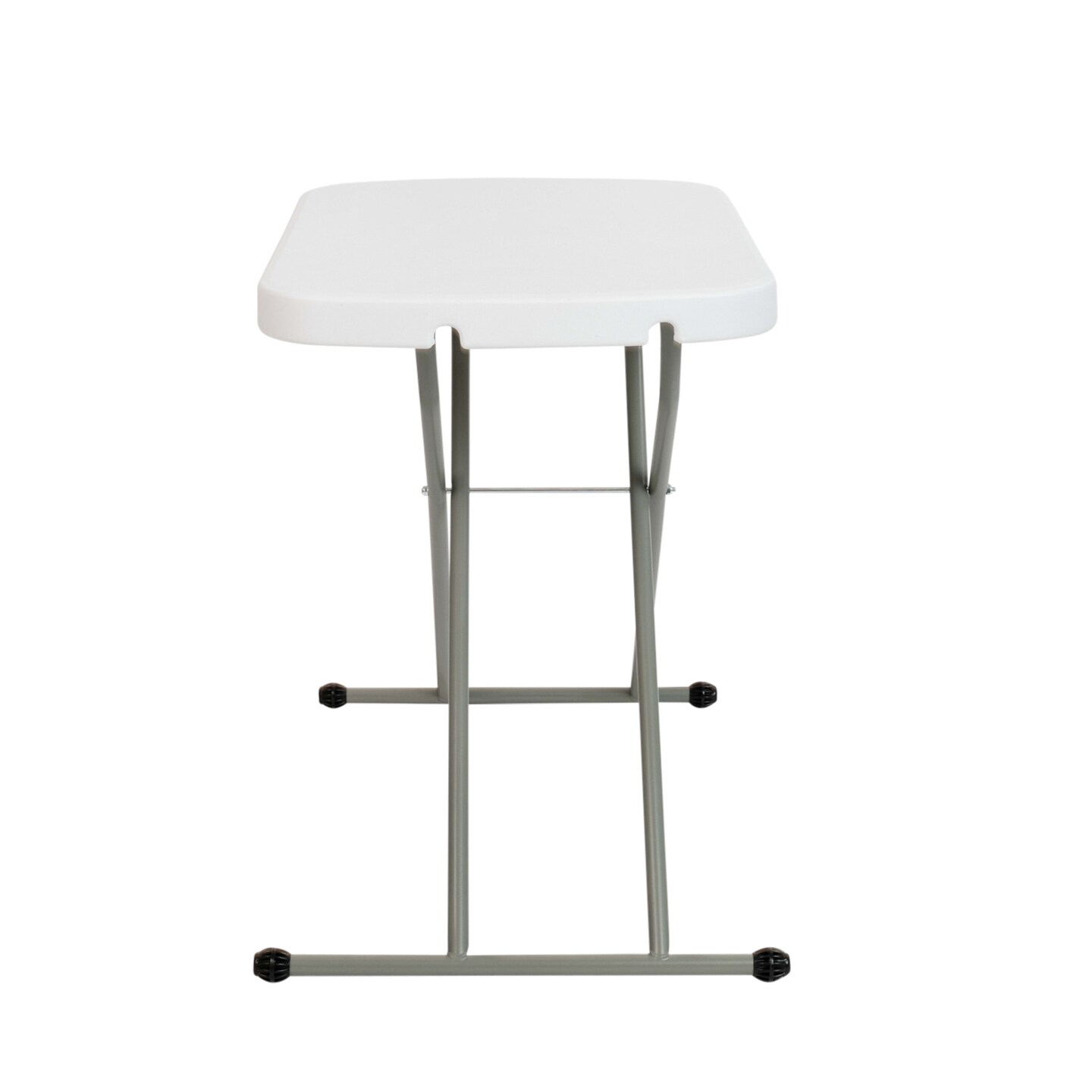 Emma and Oliver Height Adjustable Plastic Folding TV Tray/Laptop Table in Granite White
