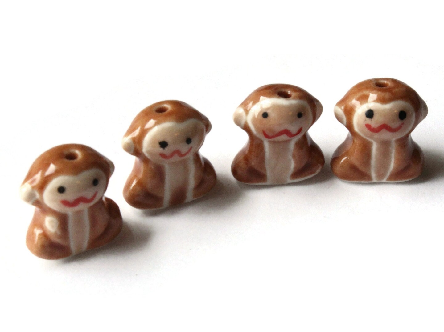 18mm Brown Porcelain Monkey Beads
