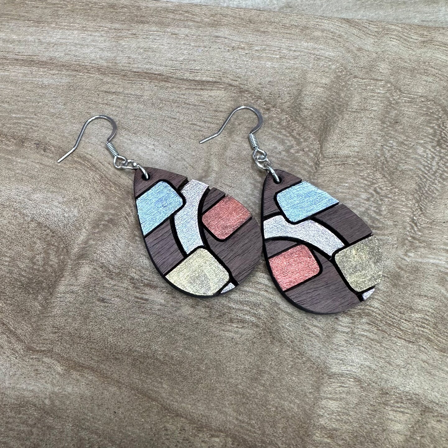 Handpainted miniature painting earrings on pine wood (MDF)