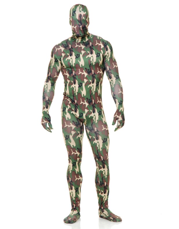 Adults Mens Womens Army Camouflage Print Bodysuit Costume