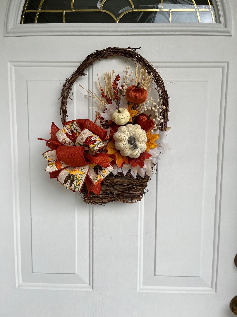 Modern Beaded Thanksgiving/Fall outlet Floral Wreath door hanger