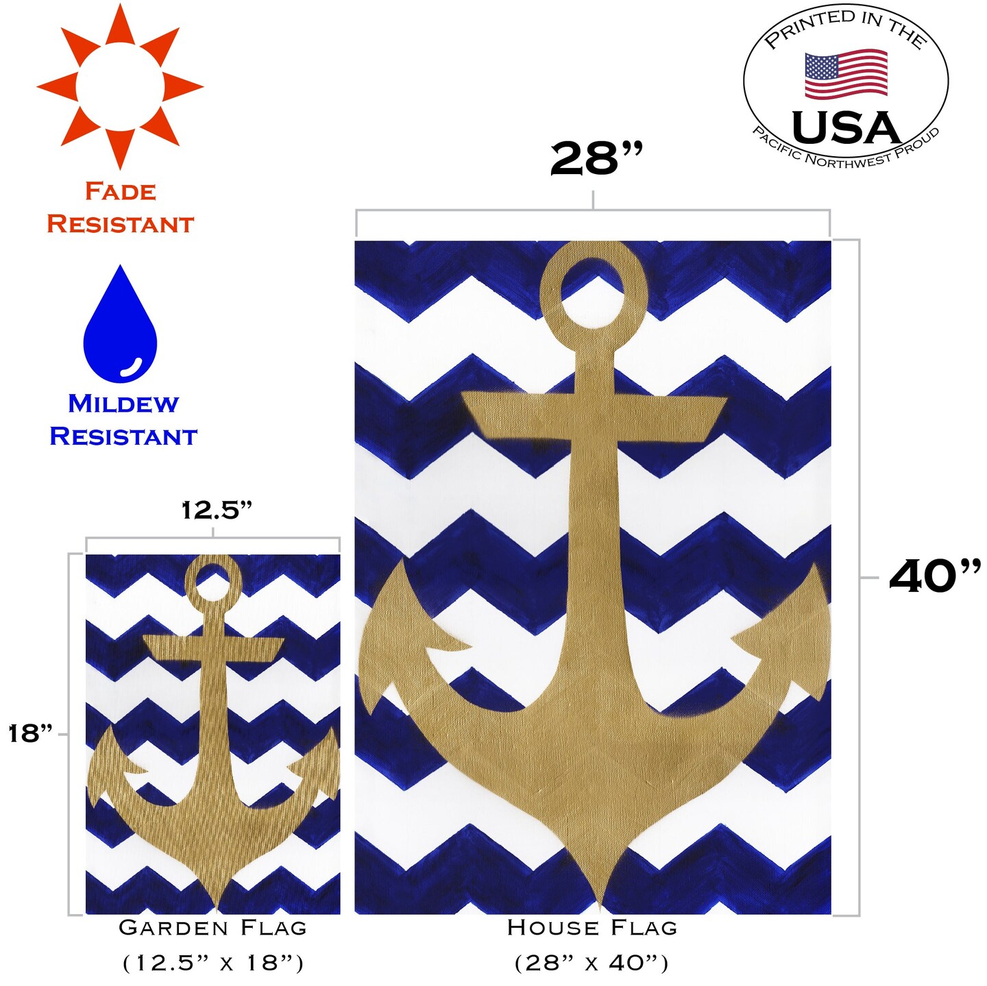 Chevron Anchor Decorative Boat Flag