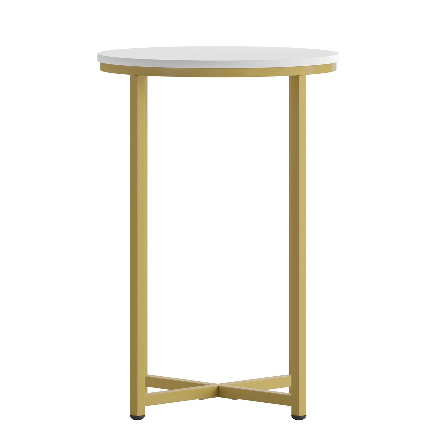 Merrick Lane Fairdale End Table with Round Cross Brace Frame