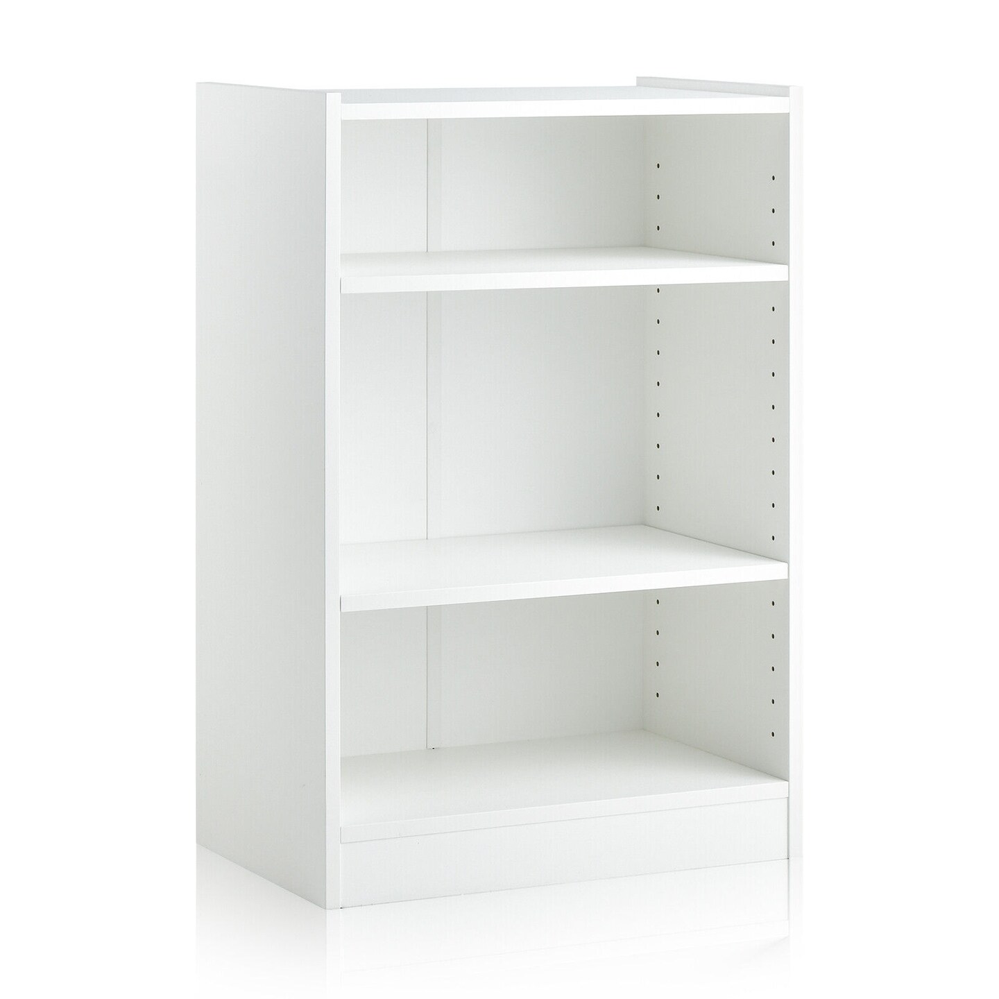 Modern White 3-Tier Bookcase with Storage Adjustable Shelves Cabinet for Living Room or Bedroom