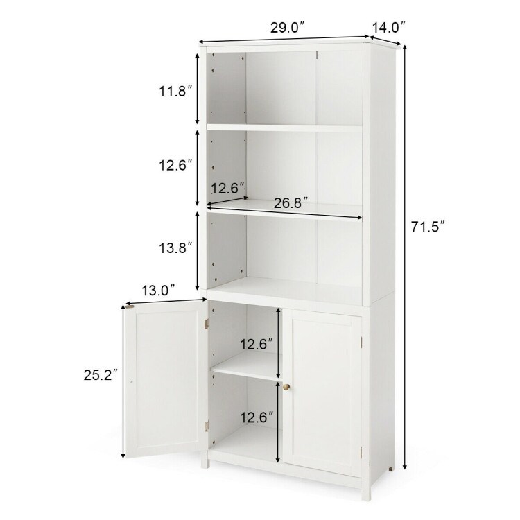 Bookcase Shelving Storage Wooden Standing Cabinet Unit Display with Doors