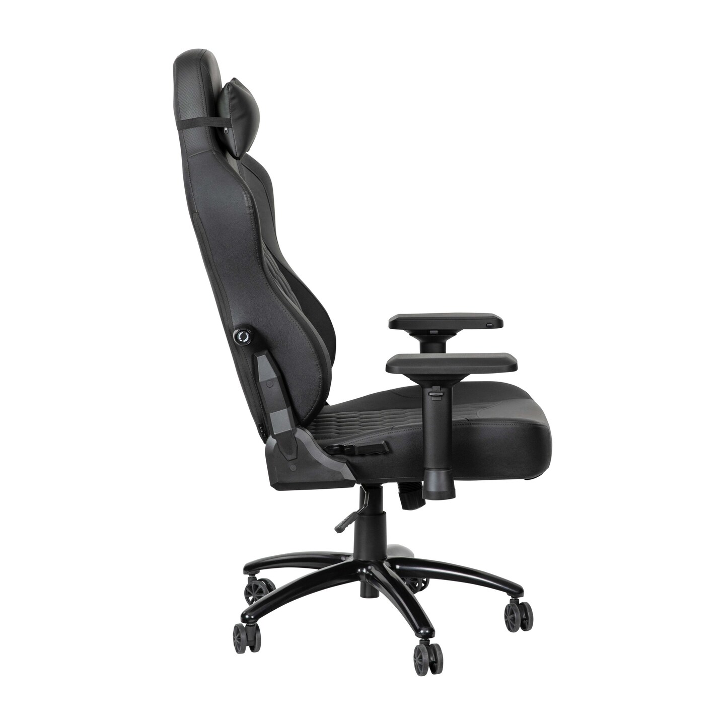 Emma and Oliver Black Ergonomic High Back Adjustable Gaming Chair with 4D  Armrests, Head Pillow and Adjustable Lumbar Support with Black Stitching