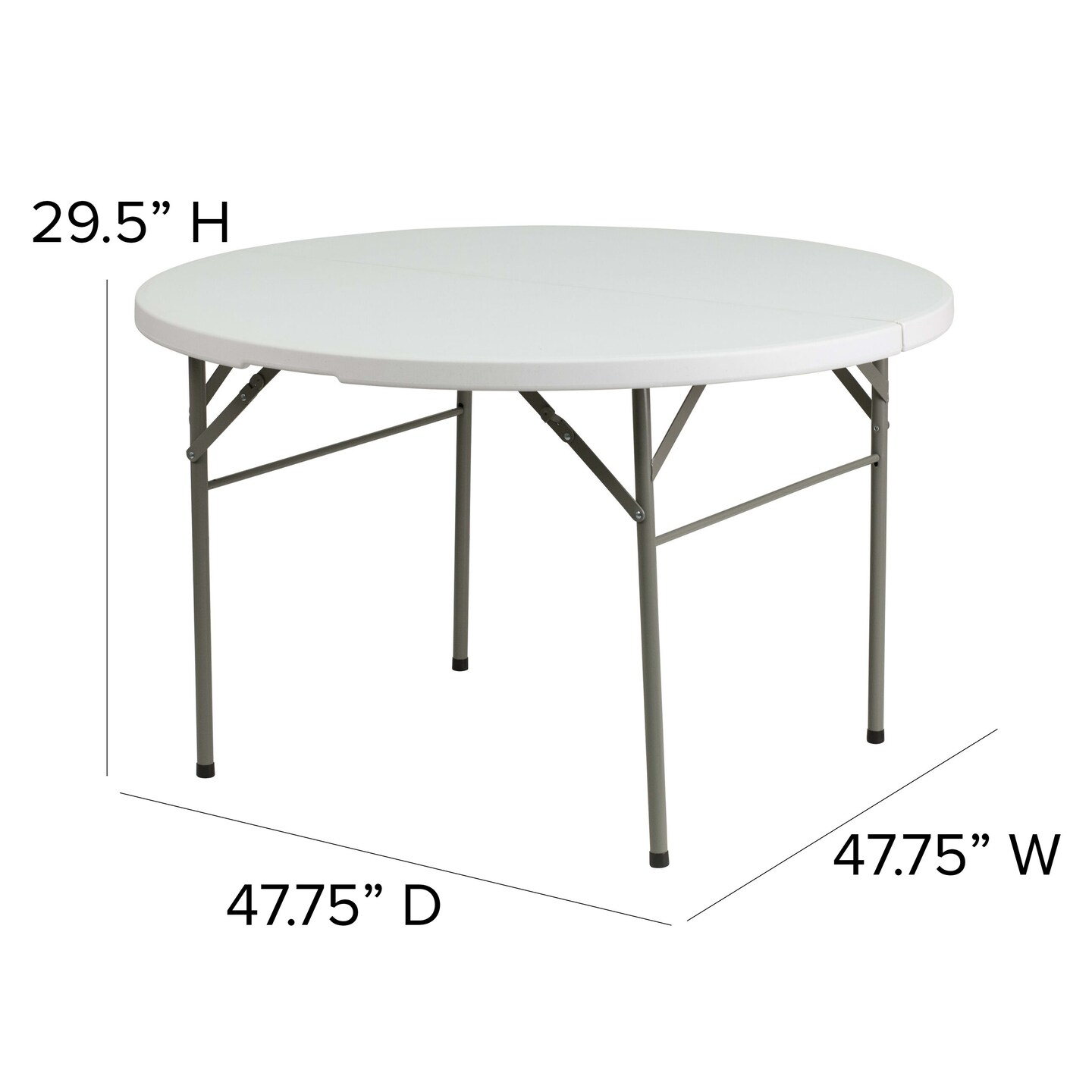 Emma and Oliver 4-Foot Round Bi-Fold Plastic Banquet and Event Folding Table with Carrying Handle