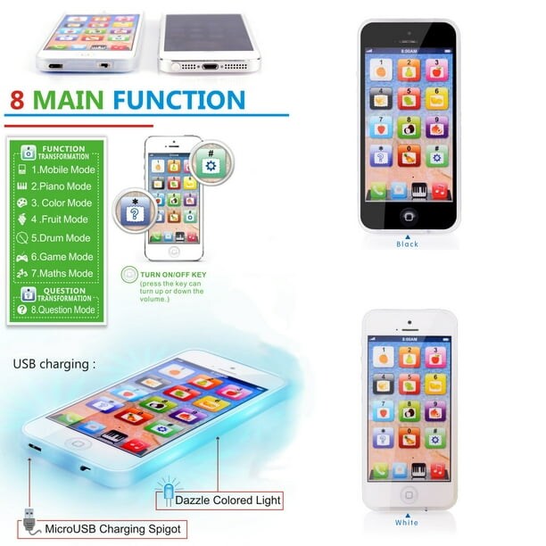 VistaShops Smart Toy Phone With 8 Fun And Learning Functions