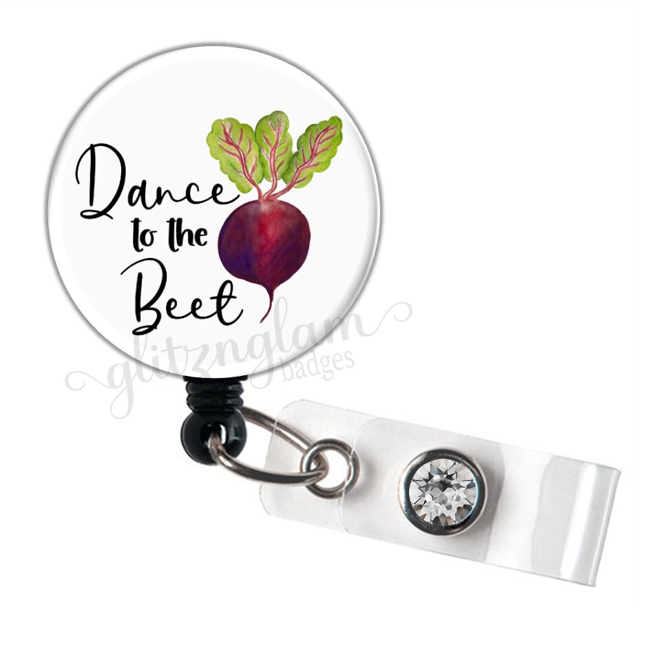 Fun Retractable Badge Reel, Dance to the Beet, Badge Holder with Swivel Clip,  Funny Badge Holder - GG6083