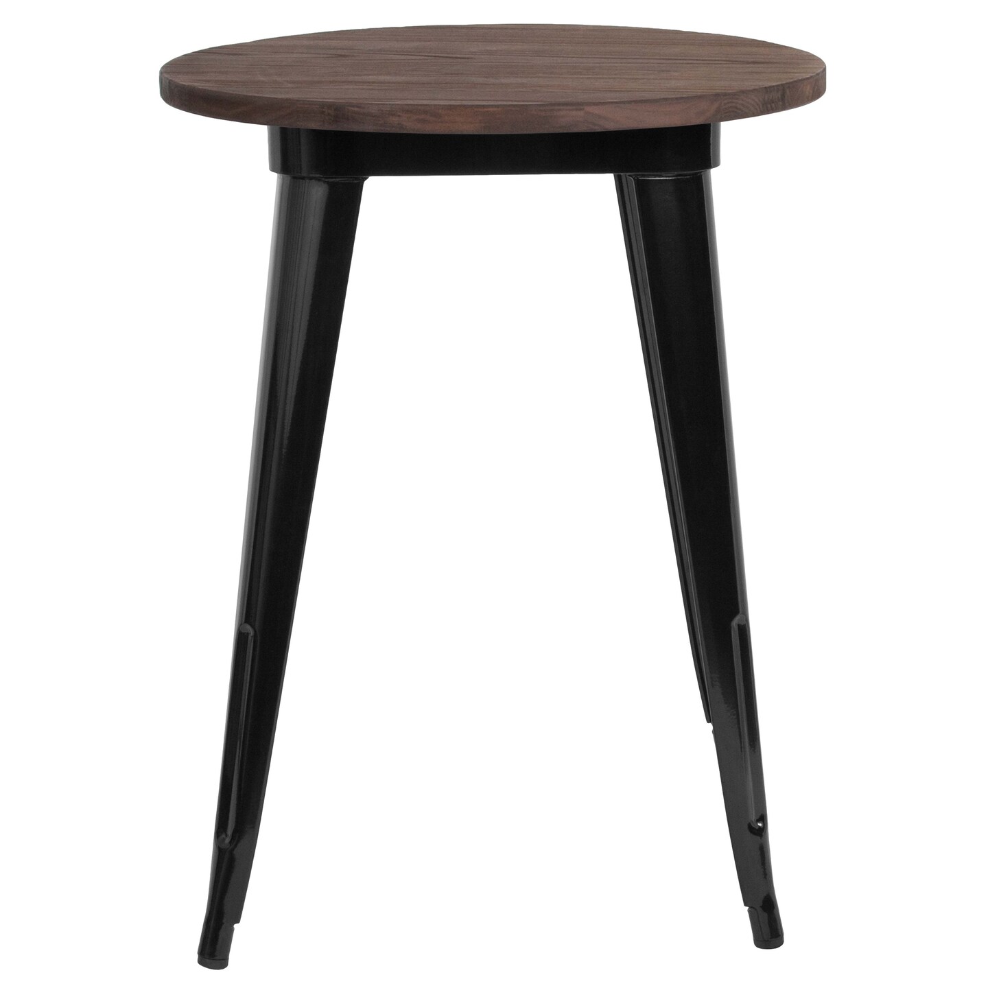 Merrick Lane 24&#x22; Round Metal Indoor Table with Galvanized Steel Frame and Rustic Wood Top
