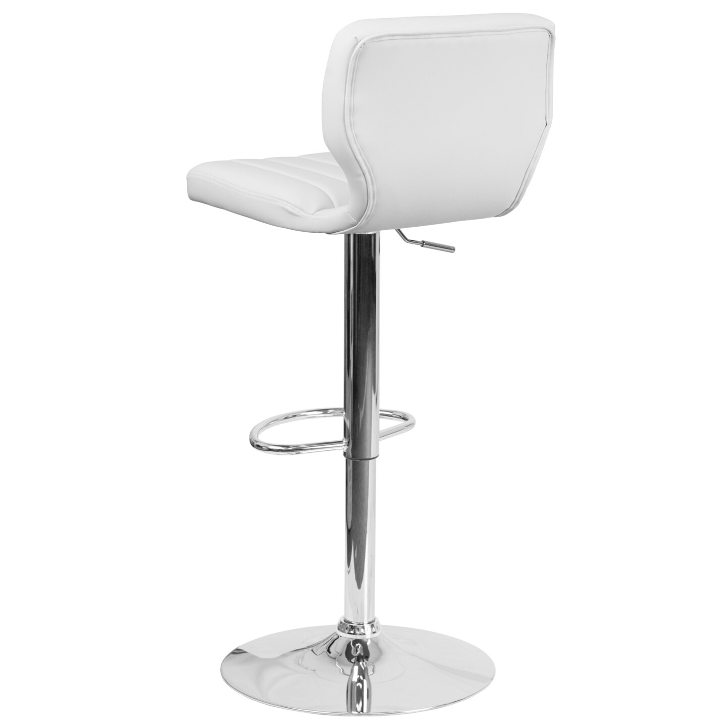Merrick Lane Set of Two Swivel Bar Stools with Vertical Stitched Back and Adjustable Chrome Base with Footrest