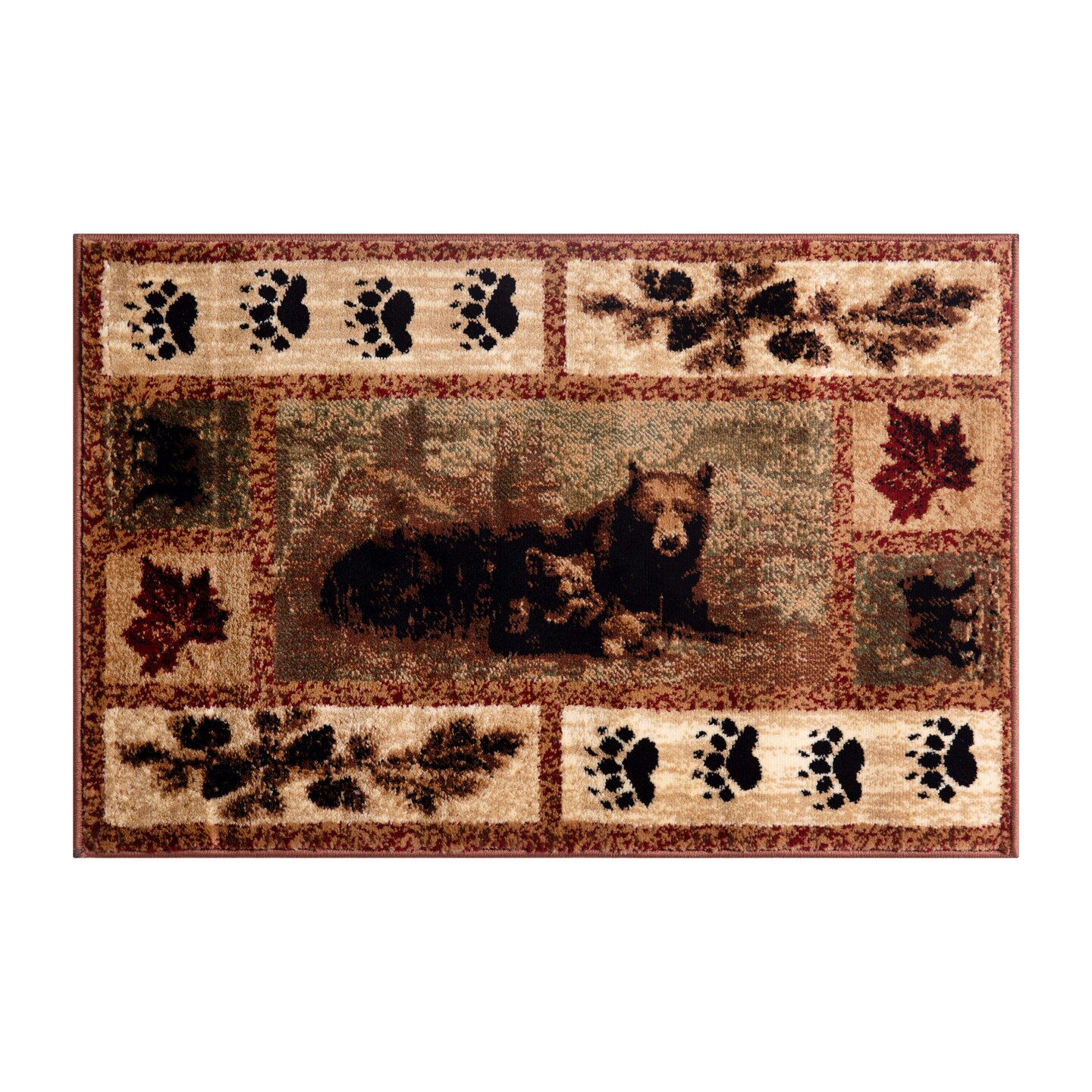 Masada Rugs Kodiak Collection Cabin/Lodge Area Rug Mat with Bear and Cub Scene