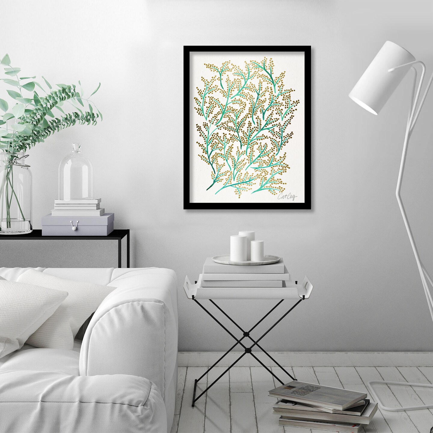 Green And Gold Branches by Cat Coquillette Frame  - Americanflat