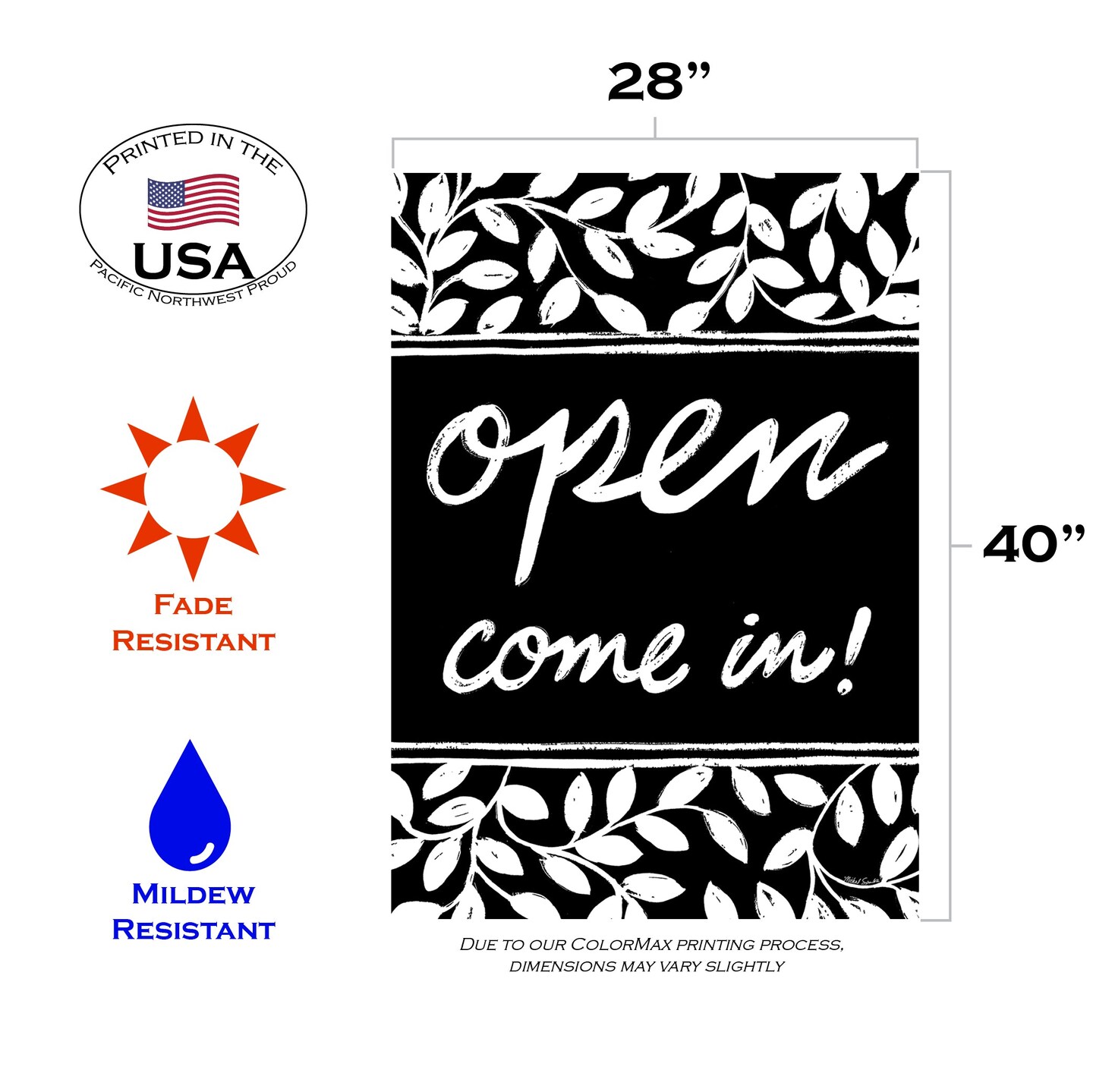 Chalkboard Open Decorative Open Flag