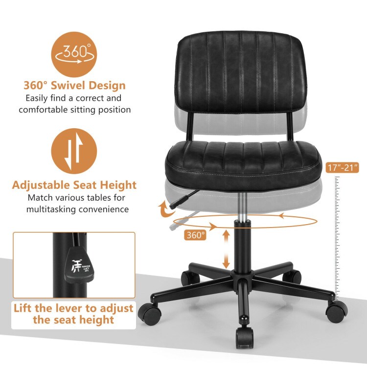 PU Leather Adjustable Office Chair Swivel Task Chair with Backrest