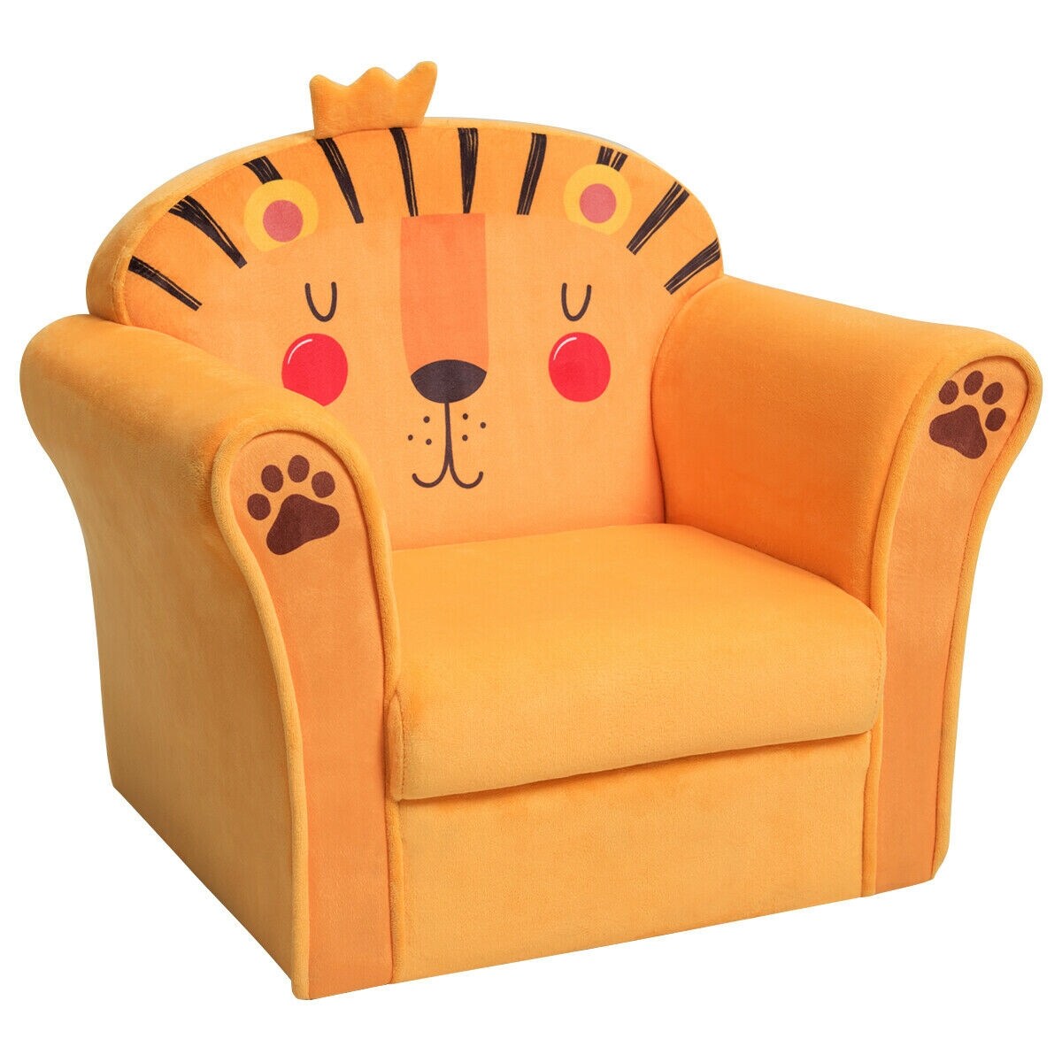 Kids Armrest Upholstered Sofa Chair with Cute Patterns with Wide Backrest