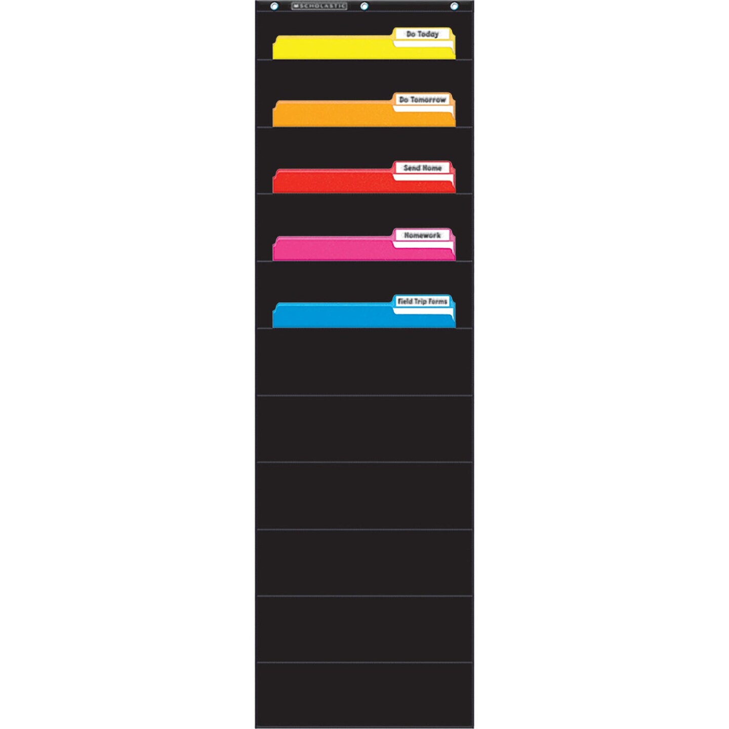 File Organizer 10-Pocket Chart, 14&#x22; x 46-1/2&#x22;, Black