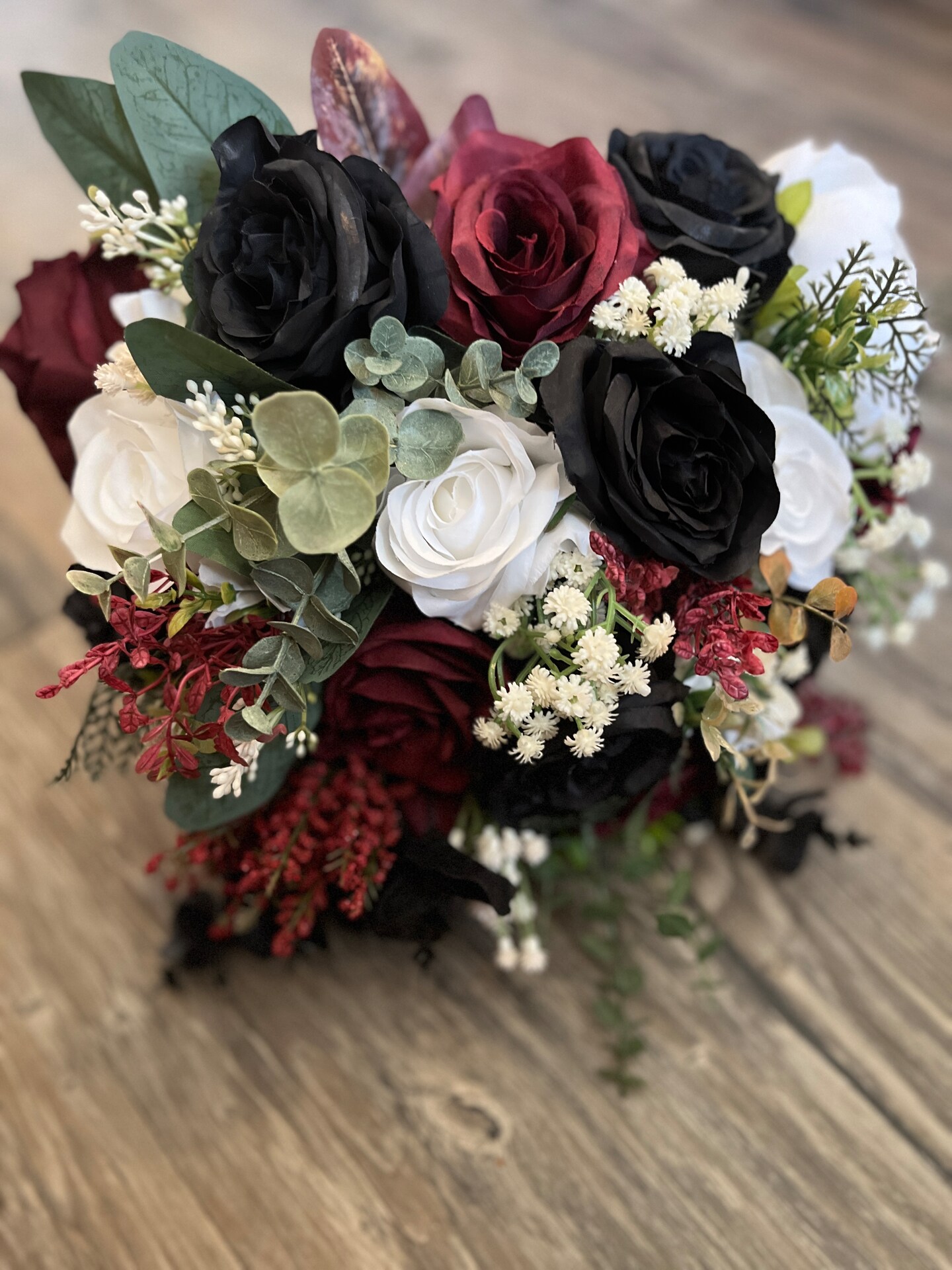 Wedding bouquet black burgundy white bouquet bridesmaids bouquets burgundy black  bouquet WhenUwed | MakerPlace by Michaels, image size:810x1080