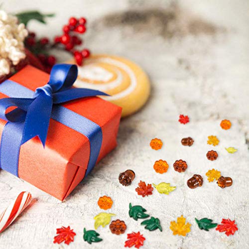 84 Pieces Acrylic Leaves Mini Acrylic Pumpkin Maple Leaves Acorns Crystals Gems for Thanksgiving Home Table Scatters Decoration Autumn Table Scatters Favor Vase Filler(5 Colors)