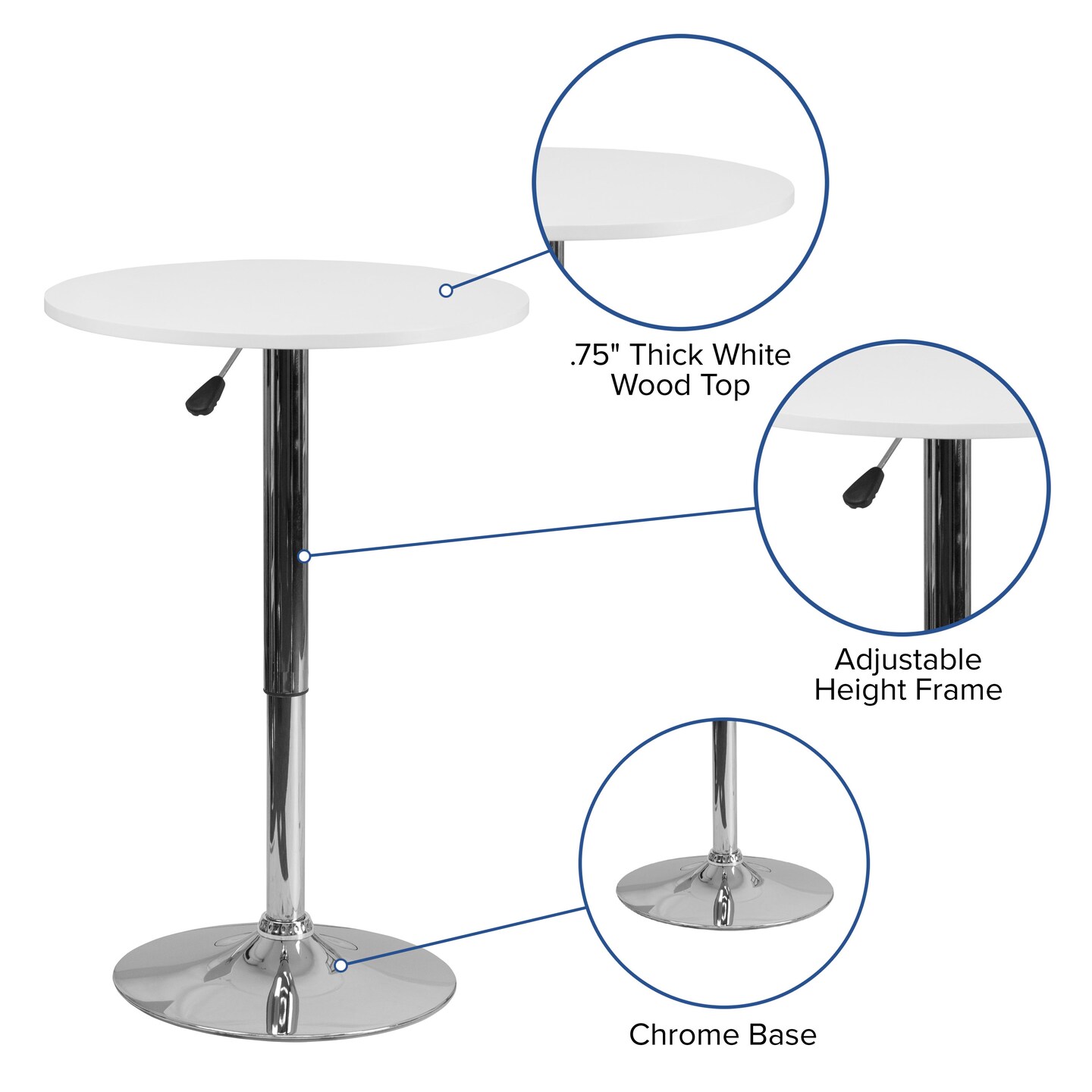 Emma and Oliver 23.75&#x27;&#x27; Round Adjustable Height Wood Table (Adjustable Range 26.25&#x27;&#x27; - 35.75&#x27;&#x27;)