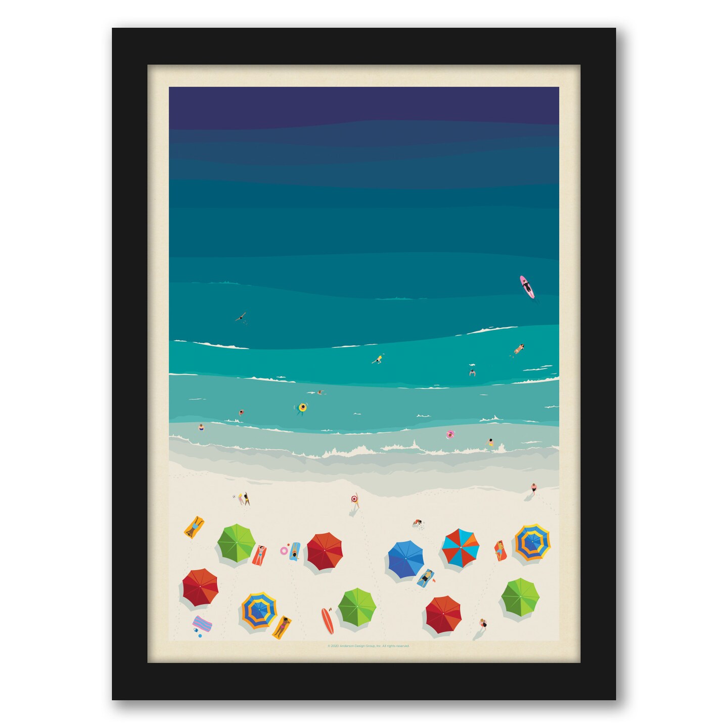 Beach Birds Eye View by Anderson Design Group Black Framed Print - Americanflat
