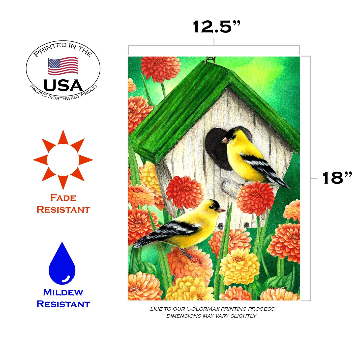 Goldfinch Birdhouse Decorative Bird Flag