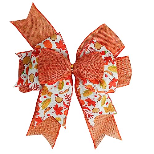Hying 2 Rolls Fall Ribbons for Wreath Bows Wrapping Gifts, Orange Maple Leaves Autumn Ribbon for Gift Wrapping Harvest Thanksgiving Party Decoration