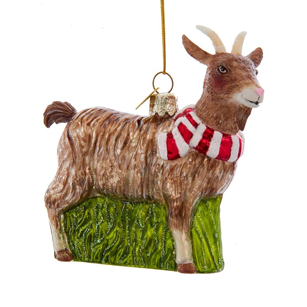 KSA Pack of 8 Brown and Green Goat Christmas Ornaments 5.25"