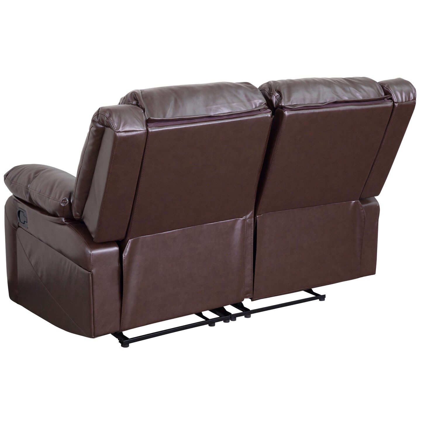 Emma and Oliver Bustle Back Loveseat with Two Built-In Recliners