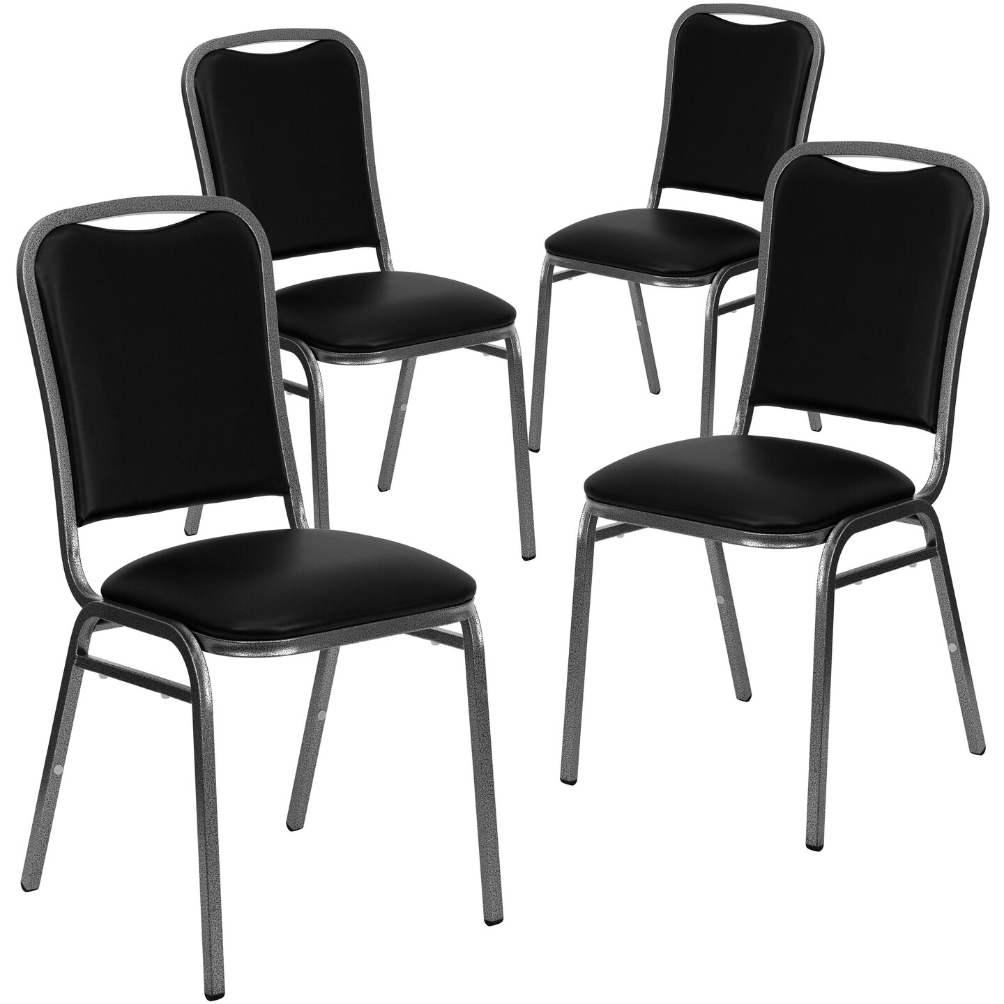 Emma and Oliver 4 Pack Stacking Banquet Chair with Vinyl and 1.5&#x27;&#x27; Thick Seat - Frame