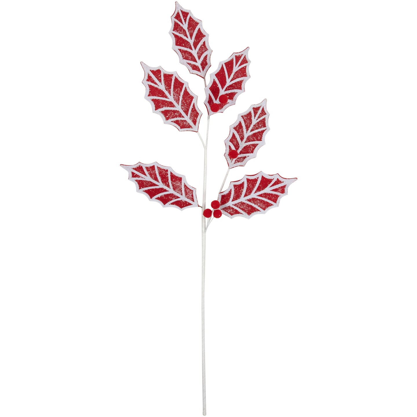Northlight 26&#x22; Red and White Frosted Holly Christmas Spray