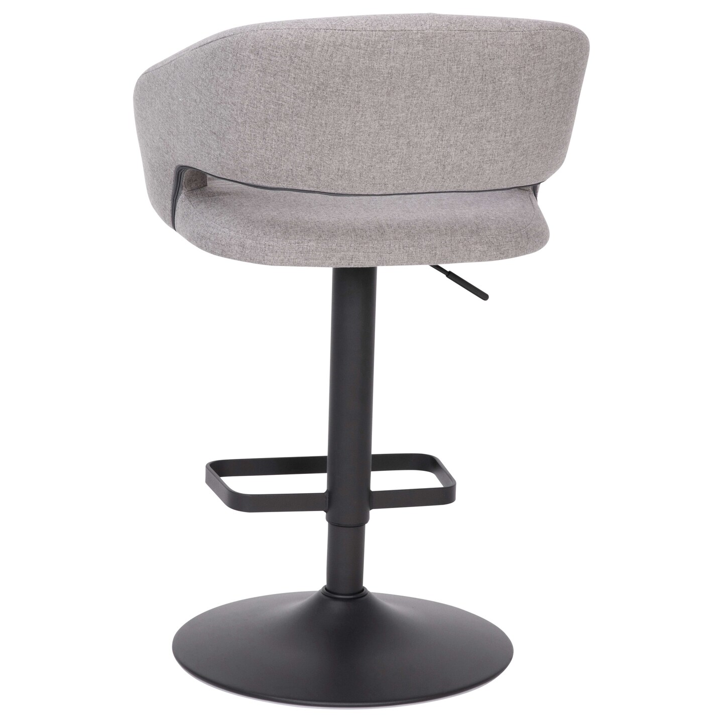 Emma and Oliver Shae Contemporary Upholstered Adjustable Height Barstool with Rounded, Cutout Mid-Back and Pedestal Base