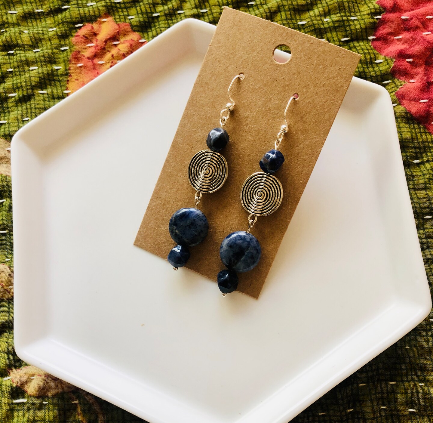 Large Crystal Blue Bohemian cheapest Statement Earrings, Sodalite Boho Earrings