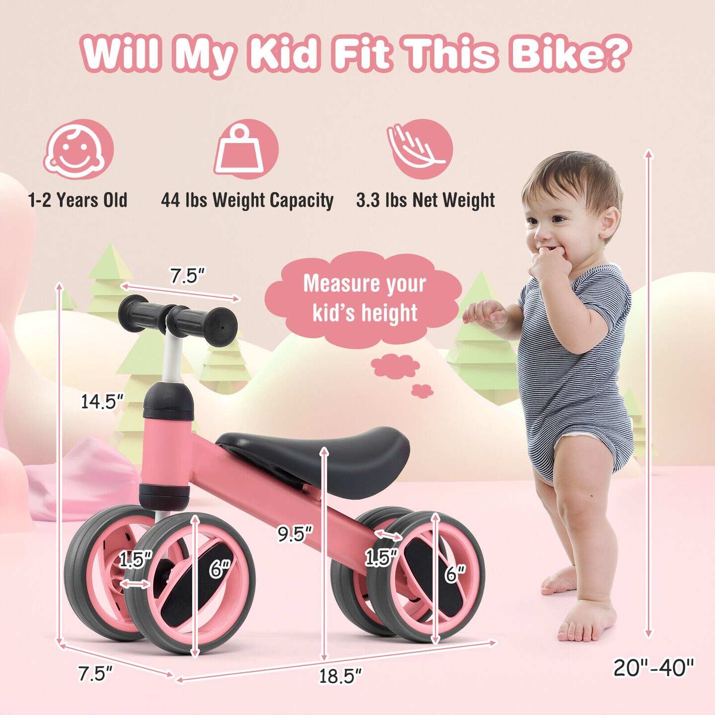 4 Wheels Baby Balance Bike Toy