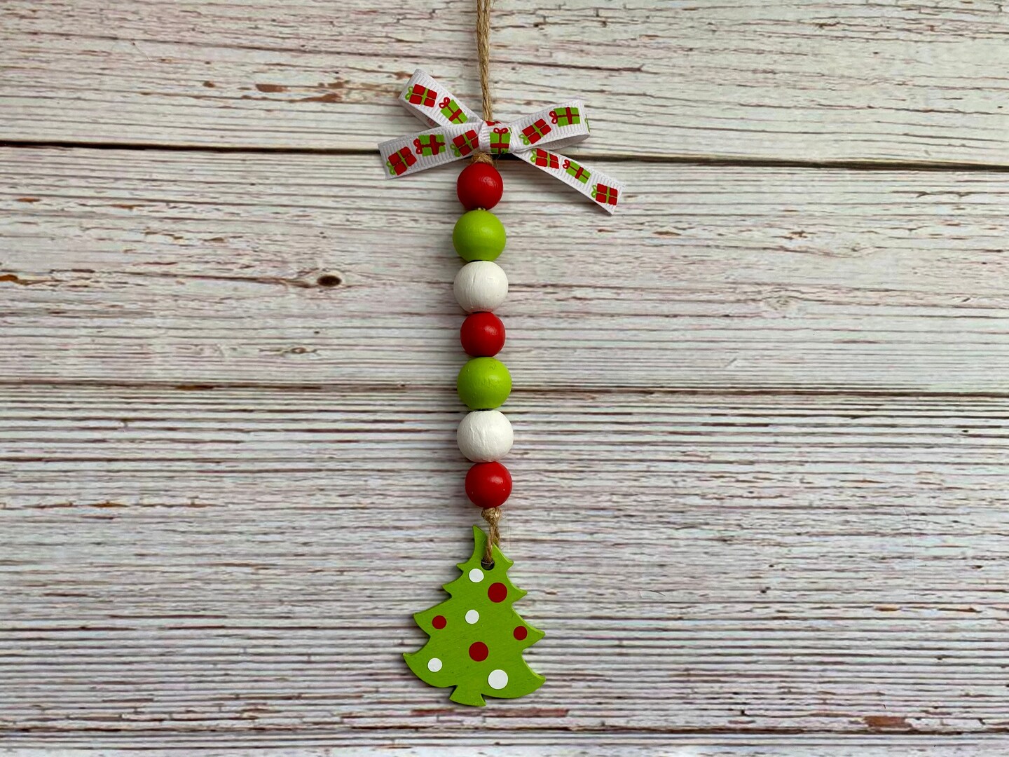 Christmas Wood Bead Garland, CANDY CANE Decorations, Christmas Bead  Garland, Christmas Tiered Tray Decor, Red Bead Garland 