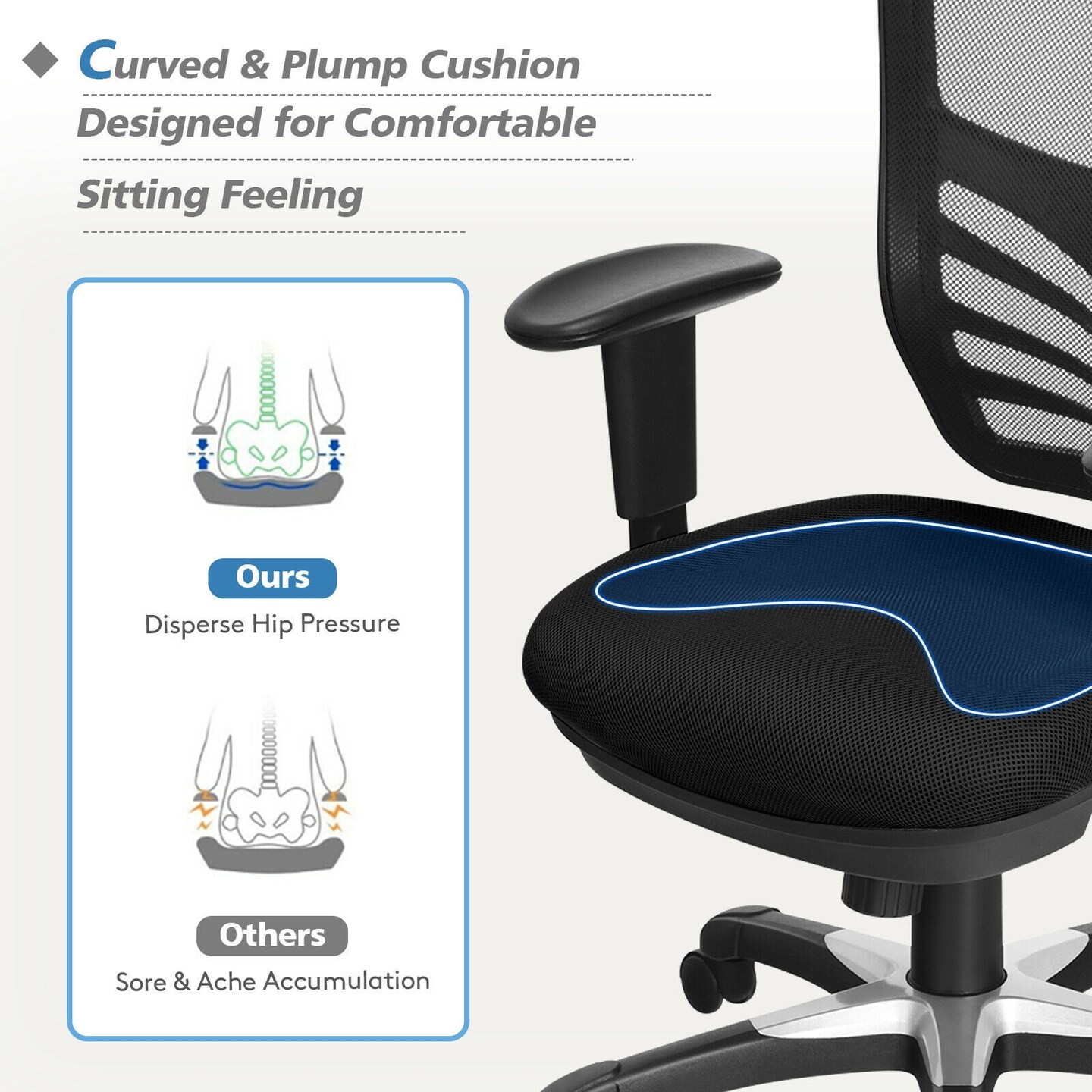 Ergonomic Mesh Office Chair with Adjustable Back Height and Armrests