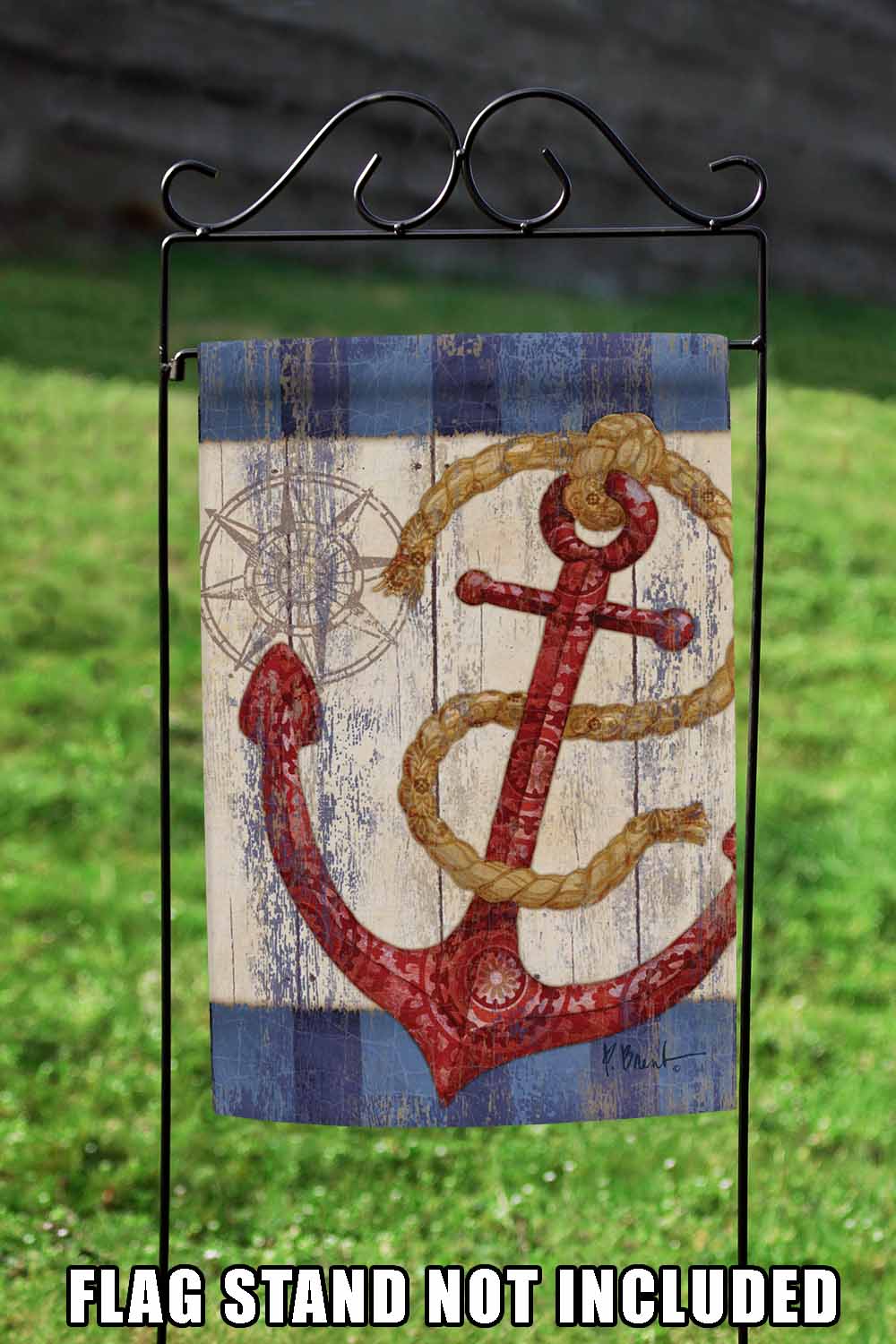 Rustic Anchor And Compass Decorative Boat Flag