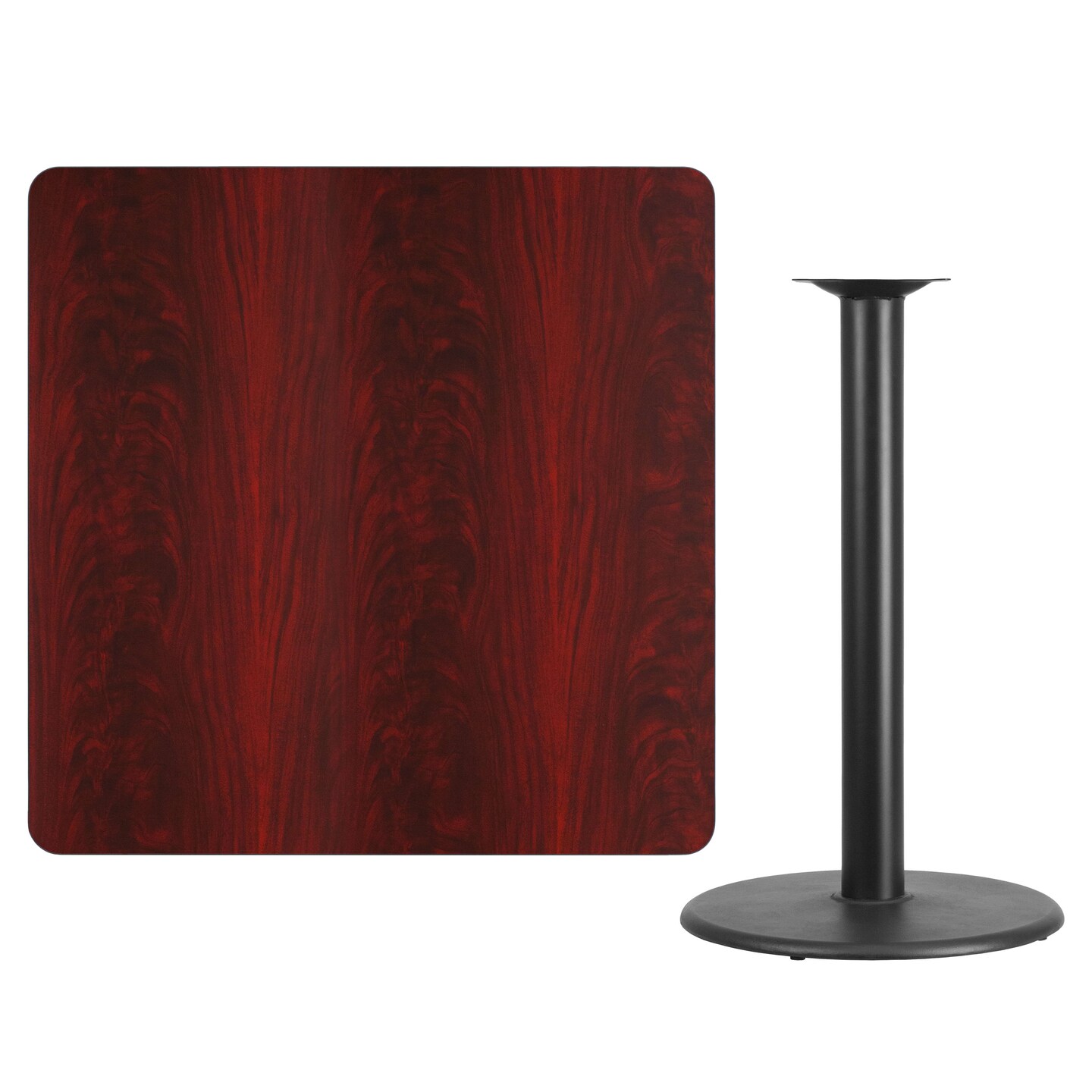 Emma and Oliver 42&#x22; Square Laminate Table Top with 24&#x22; Round Bar Height Table Base